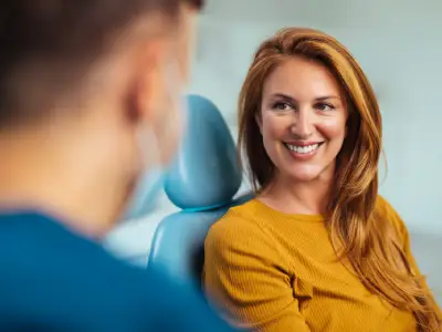 Patient at a routine dental checkup
